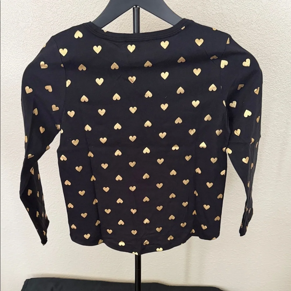 Old Navy Black Tee with Gold Hearts